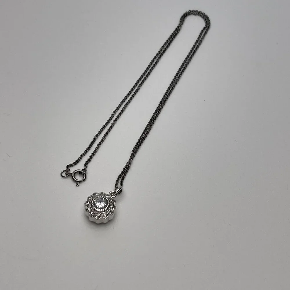 Freida Rothman Double-Sided Halo Pendant Necklace -CZ and Sterling Silver - NWOT - Picture 4 of 6